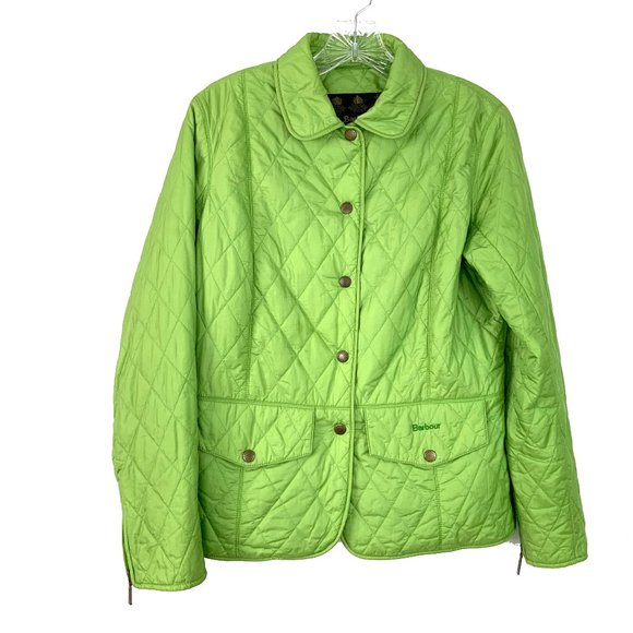 BARBOUR Quilted Tailor Quilt Jacket Kelly Green Snap Size 8 - Picture 1 of 16